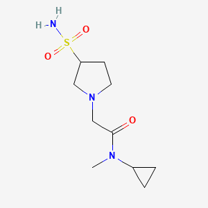 molecular formula C10H19N3O3S B7159633 N-cyclopropyl-N-methyl-2-(3-sulfamoylpyrrolidin-1-yl)acetamide 