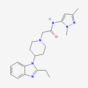 molecular formula C21H28N6O B7159688 N-(2,5-dimethylpyrazol-3-yl)-2-[4-(2-ethylbenzimidazol-1-yl)piperidin-1-yl]acetamide 
