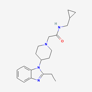 molecular formula C20H28N4O B7159698 N-(cyclopropylmethyl)-2-[4-(2-ethylbenzimidazol-1-yl)piperidin-1-yl]acetamide 
