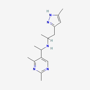 molecular formula C15H23N5 B7159877 N-[1-(2,4-dimethylpyrimidin-5-yl)ethyl]-1-(5-methyl-1H-pyrazol-3-yl)propan-2-amine 