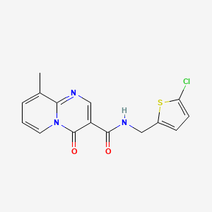 molecular formula C15H12ClN3O2S B7159972 N-[(5-chlorothiophen-2-yl)methyl]-9-methyl-4-oxopyrido[1,2-a]pyrimidine-3-carboxamide 