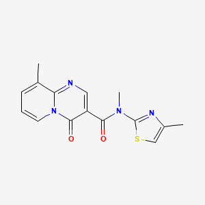 molecular formula C15H14N4O2S B7160086 N,9-dimethyl-N-(4-methyl-1,3-thiazol-2-yl)-4-oxopyrido[1,2-a]pyrimidine-3-carboxamide 