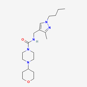 molecular formula C19H33N5O2 B7160156 N-[(1-butyl-3-methylpyrazol-4-yl)methyl]-4-(oxan-4-yl)piperazine-1-carboxamide 