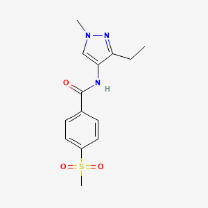 molecular formula C14H17N3O3S B7160184 N-(3-ethyl-1-methylpyrazol-4-yl)-4-methylsulfonylbenzamide 