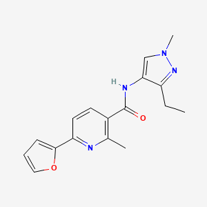 molecular formula C17H18N4O2 B7160190 N-(3-ethyl-1-methylpyrazol-4-yl)-6-(furan-2-yl)-2-methylpyridine-3-carboxamide 