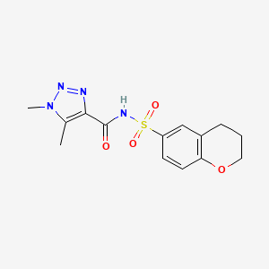molecular formula C14H16N4O4S B7160199 N-(3,4-dihydro-2H-chromen-6-ylsulfonyl)-1,5-dimethyltriazole-4-carboxamide 