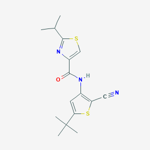molecular formula C16H19N3OS2 B7160227 N-(5-tert-butyl-2-cyanothiophen-3-yl)-2-propan-2-yl-1,3-thiazole-4-carboxamide 