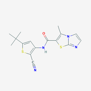 molecular formula C16H16N4OS2 B7160237 N-(5-tert-butyl-2-cyanothiophen-3-yl)-3-methylimidazo[2,1-b][1,3]thiazole-2-carboxamide 