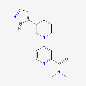 molecular formula C16H21N5O B7160284 N,N-dimethyl-4-[3-(1H-pyrazol-5-yl)piperidin-1-yl]pyridine-2-carboxamide 
