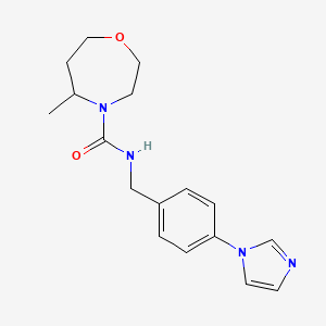 molecular formula C17H22N4O2 B7160363 N-[(4-imidazol-1-ylphenyl)methyl]-5-methyl-1,4-oxazepane-4-carboxamide 