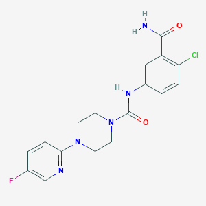 molecular formula C17H17ClFN5O2 B7160372 N-(3-carbamoyl-4-chlorophenyl)-4-(5-fluoropyridin-2-yl)piperazine-1-carboxamide 
