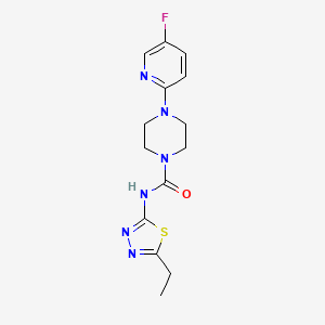 molecular formula C14H17FN6OS B7160626 N-(5-ethyl-1,3,4-thiadiazol-2-yl)-4-(5-fluoropyridin-2-yl)piperazine-1-carboxamide 