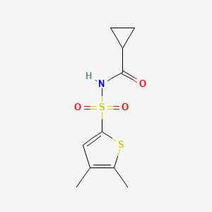 molecular formula C10H13NO3S2 B7160631 N-(4,5-dimethylthiophen-2-yl)sulfonylcyclopropanecarboxamide 