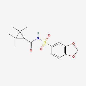 molecular formula C15H19NO5S B7160632 N-(1,3-benzodioxol-5-ylsulfonyl)-2,2,3,3-tetramethylcyclopropane-1-carboxamide 