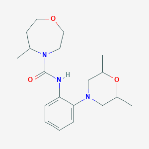 molecular formula C19H29N3O3 B7160648 N-[2-(2,6-dimethylmorpholin-4-yl)phenyl]-5-methyl-1,4-oxazepane-4-carboxamide 