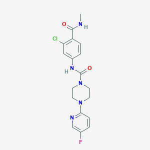 molecular formula C18H19ClFN5O2 B7160669 N-[3-chloro-4-(methylcarbamoyl)phenyl]-4-(5-fluoropyridin-2-yl)piperazine-1-carboxamide 