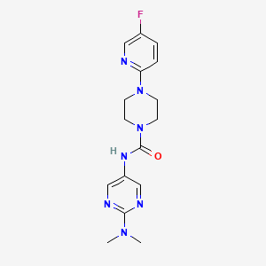 molecular formula C16H20FN7O B7160687 N-[2-(dimethylamino)pyrimidin-5-yl]-4-(5-fluoropyridin-2-yl)piperazine-1-carboxamide 