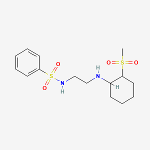 molecular formula C15H24N2O4S2 B7160765 N-[2-[(2-methylsulfonylcyclohexyl)amino]ethyl]benzenesulfonamide 