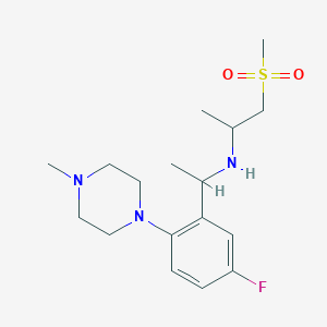 molecular formula C17H28FN3O2S B7160781 N-[1-[5-fluoro-2-(4-methylpiperazin-1-yl)phenyl]ethyl]-1-methylsulfonylpropan-2-amine 