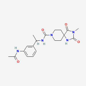 molecular formula C19H25N5O4 B7160828 N-[1-(3-acetamidophenyl)ethyl]-3-methyl-2,4-dioxo-1,3,8-triazaspiro[4.5]decane-8-carboxamide 