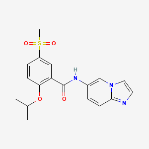 molecular formula C18H19N3O4S B7160884 N-imidazo[1,2-a]pyridin-6-yl-5-methylsulfonyl-2-propan-2-yloxybenzamide 