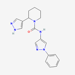 molecular formula C18H20N6O B7160959 N-(1-phenylpyrazol-4-yl)-2-(1H-pyrazol-4-yl)piperidine-1-carboxamide 