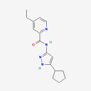 molecular formula C16H20N4O B7160969 N-(5-cyclopentyl-1H-pyrazol-3-yl)-4-ethylpyridine-2-carboxamide 