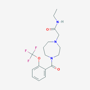 molecular formula C17H22F3N3O3 B7160977 N-ethyl-2-[4-[2-(trifluoromethoxy)benzoyl]-1,4-diazepan-1-yl]acetamide 