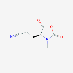 molecular formula C7H8N2O3 B071610 3-[(4S)-3-methyl-2,5-dioxo-1,3-oxazolidin-4-yl]propanenitrile CAS No. 160880-93-3