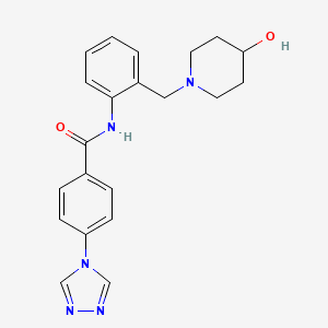 molecular formula C21H23N5O2 B7161024 N-[2-[(4-hydroxypiperidin-1-yl)methyl]phenyl]-4-(1,2,4-triazol-4-yl)benzamide 