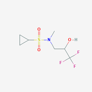 molecular formula C7H12F3NO3S B7161146 N-methyl-N-(3,3,3-trifluoro-2-hydroxypropyl)cyclopropanesulfonamide 