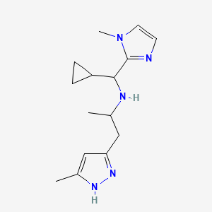 molecular formula C15H23N5 B7161245 N-[cyclopropyl-(1-methylimidazol-2-yl)methyl]-1-(5-methyl-1H-pyrazol-3-yl)propan-2-amine 