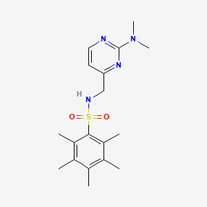 molecular formula C18H26N4O2S B7161304 N-[[2-(dimethylamino)pyrimidin-4-yl]methyl]-2,3,4,5,6-pentamethylbenzenesulfonamide 