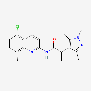 molecular formula C19H21ClN4O B7161375 N-(5-chloro-8-methylquinolin-2-yl)-2-(1,3,5-trimethylpyrazol-4-yl)propanamide 