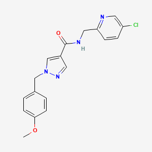 molecular formula C18H17ClN4O2 B7161379 N-[(5-chloropyridin-2-yl)methyl]-1-[(4-methoxyphenyl)methyl]pyrazole-4-carboxamide 