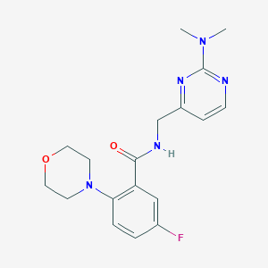 molecular formula C18H22FN5O2 B7161383 N-[[2-(dimethylamino)pyrimidin-4-yl]methyl]-5-fluoro-2-morpholin-4-ylbenzamide 