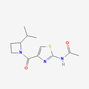 molecular formula C12H17N3O2S B7161400 N-[4-(2-propan-2-ylazetidine-1-carbonyl)-1,3-thiazol-2-yl]acetamide 