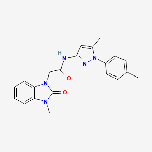 molecular formula C21H21N5O2 B7161441 N-[5-methyl-1-(4-methylphenyl)pyrazol-3-yl]-2-(3-methyl-2-oxobenzimidazol-1-yl)acetamide 