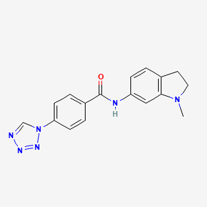 molecular formula C17H16N6O B7161446 N-(1-methyl-2,3-dihydroindol-6-yl)-4-(tetrazol-1-yl)benzamide 