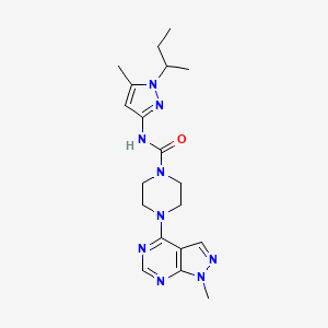 molecular formula C19H27N9O B7161494 N-(1-butan-2-yl-5-methylpyrazol-3-yl)-4-(1-methylpyrazolo[3,4-d]pyrimidin-4-yl)piperazine-1-carboxamide 