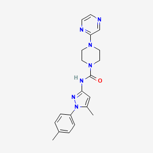 molecular formula C20H23N7O B7161502 N-[5-methyl-1-(4-methylphenyl)pyrazol-3-yl]-4-pyrazin-2-ylpiperazine-1-carboxamide 