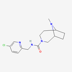 molecular formula C15H21ClN4O B7161518 N-[(5-chloropyridin-2-yl)methyl]-9-methyl-3,9-diazabicyclo[4.2.1]nonane-3-carboxamide 