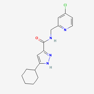 molecular formula C16H19ClN4O B7161567 N-[(4-chloropyridin-2-yl)methyl]-5-cyclohexyl-1H-pyrazole-3-carboxamide 