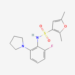 molecular formula C16H19FN2O3S B7161601 N-(2-fluoro-6-pyrrolidin-1-ylphenyl)-2,5-dimethylfuran-3-sulfonamide 