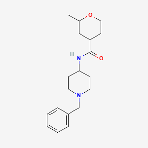molecular formula C19H28N2O2 B7161609 N-(1-benzylpiperidin-4-yl)-2-methyloxane-4-carboxamide 