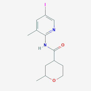 molecular formula C13H17IN2O2 B7161660 N-(5-iodo-3-methylpyridin-2-yl)-2-methyloxane-4-carboxamide 