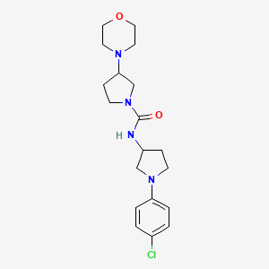 molecular formula C19H27ClN4O2 B7161675 N-[1-(4-chlorophenyl)pyrrolidin-3-yl]-3-morpholin-4-ylpyrrolidine-1-carboxamide 