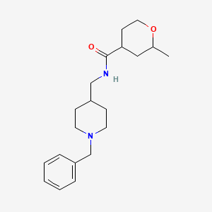 molecular formula C20H30N2O2 B7161778 N-[(1-benzylpiperidin-4-yl)methyl]-2-methyloxane-4-carboxamide 