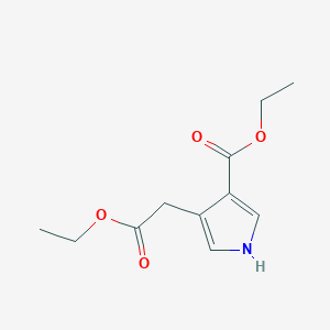 molecular formula C11H15NO4 B071618 Ethyl 4-(2-ethoxy-2-oxoethyl)-1H-pyrrole-3-carboxylate CAS No. 184921-34-4