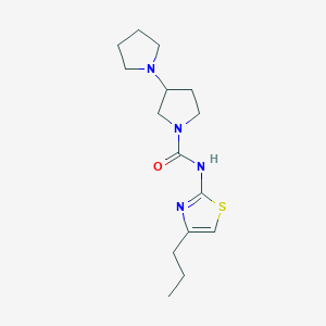molecular formula C15H24N4OS B7161815 N-(4-propyl-1,3-thiazol-2-yl)-3-pyrrolidin-1-ylpyrrolidine-1-carboxamide 
